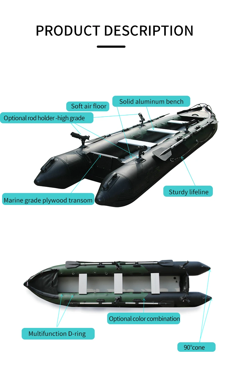 Goethe Goboat Gtka370 12ft Ce Pvc Inflatable Boat Fishing Kayak With