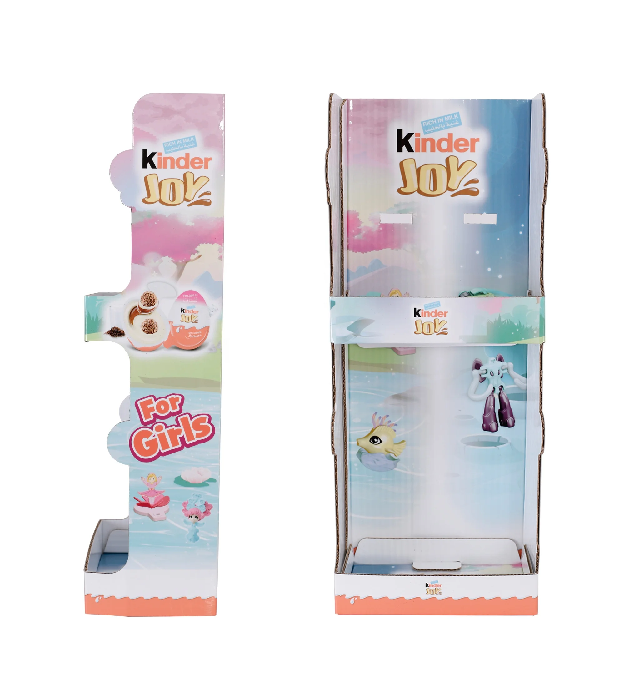 Cardboard Display Stand for Promotion of Chocolate Kinder Joy for Girls