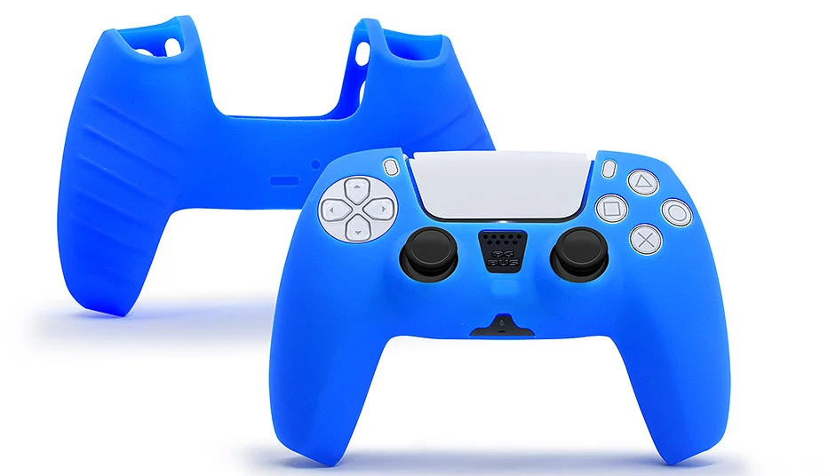 Protective cover for Sony PS4 controller silicone rubber skin grip with  ribbed handle - blue | ZedLabz