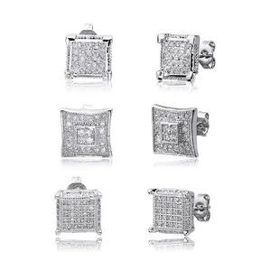 Keiyue Wholesale Factory CZs Stud Earrings Original S925 Geometry Fashion Simple Silver-plated Jewelry for Fashion Parties