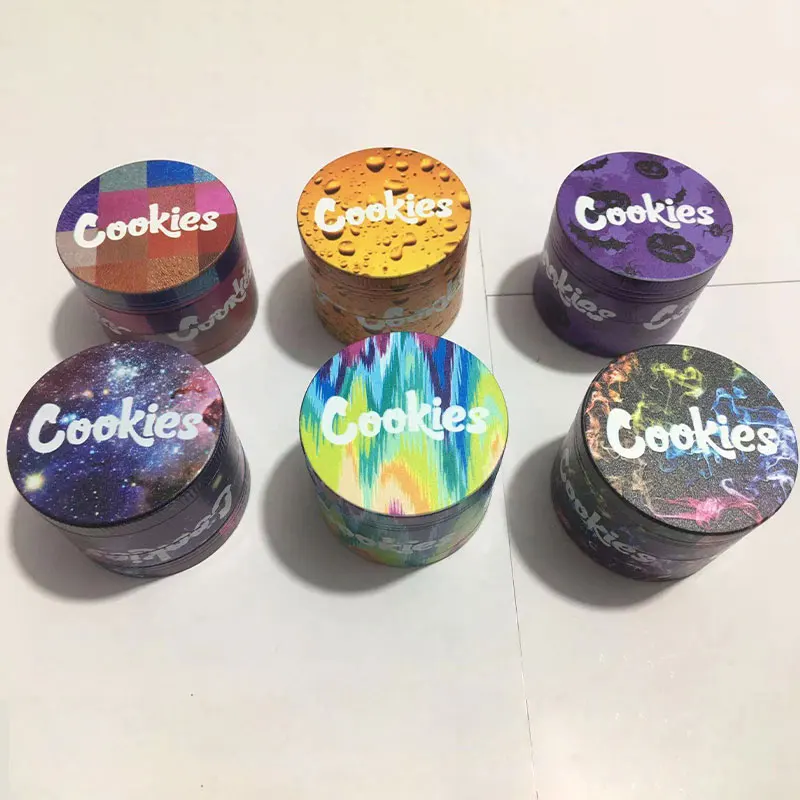 Factory Stock Colorful Printed 55mm Herb Grinder Color Patterns Are Randomly Mixed Into 24 Zinc Alloy