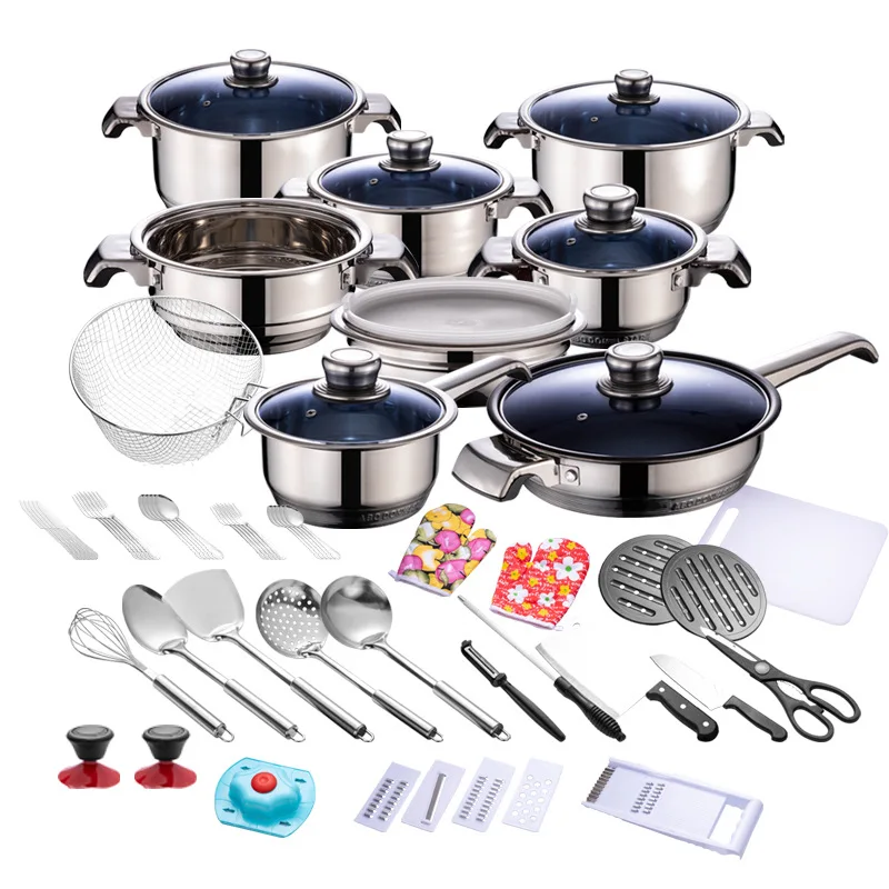 Wholesale Cookware Sets - Carbon Steel, Red, 7 Pieces