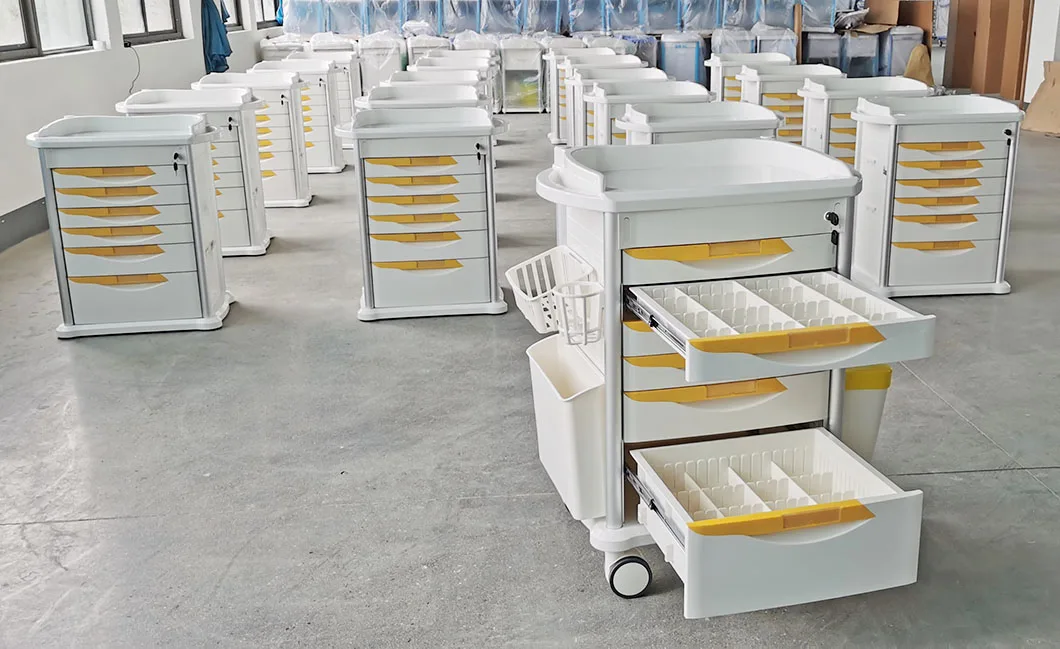 Hospital Use Various Type ABS Medical Emergency Cart Trolleys with Drawers supplier