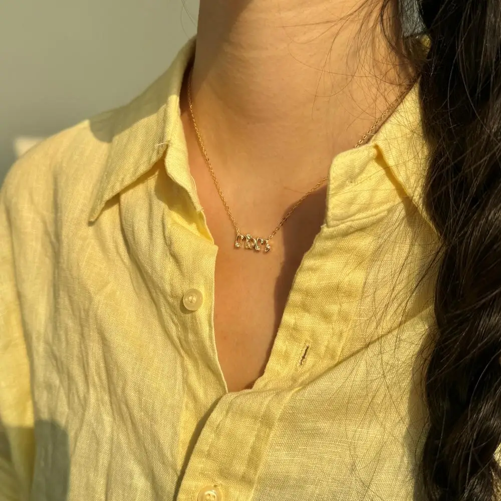 KAKODIY Mother's Day Jewelry for Women 925 Sterling Silver Gold Plated 15mm Wide Letter Pendant Necklace detail 1