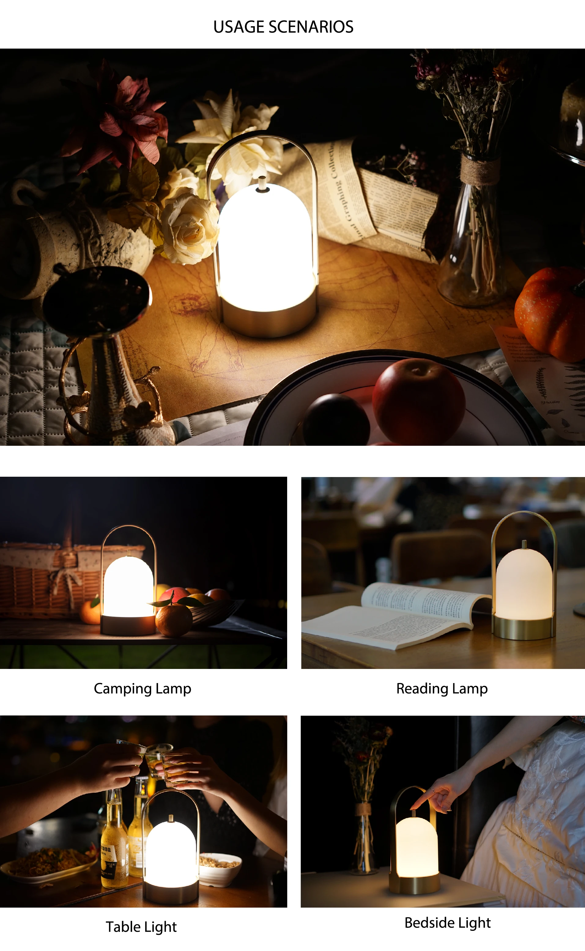 Modern Luxury Gold Decorative Table Light 4000mah Rechargeable Cordless ...