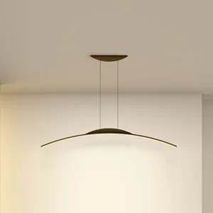 Led Simple Minimalist Linear Ceiling Hanging Lamp Fixture Kitchen Restaurant Art Deco Chandelier Black Long Modern Pendant Light