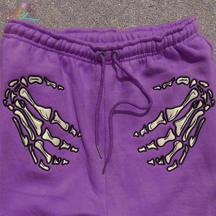 Custom Embroidery Skeleton Sweatsuit Full Face Zip Hoodie And