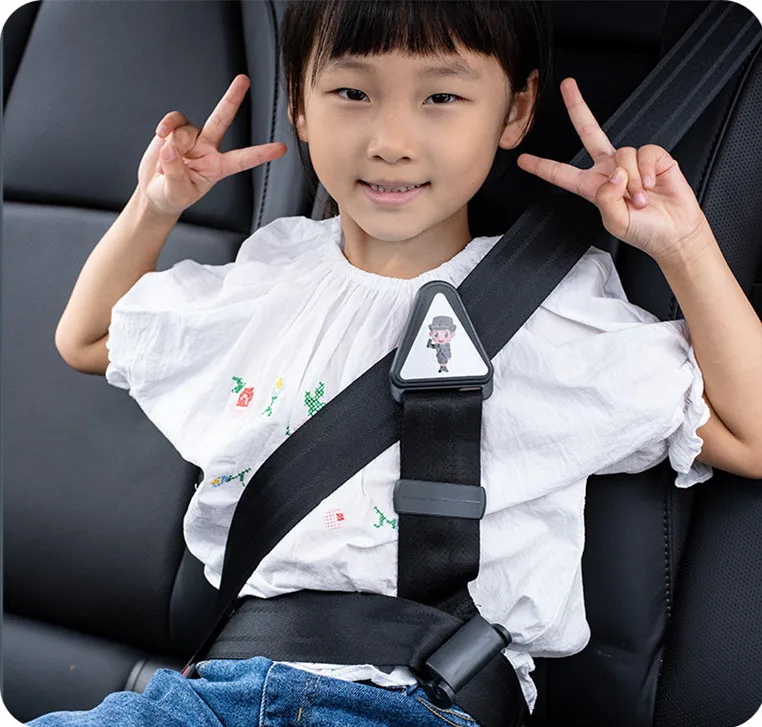 Manfiter Seatbelt Adjuster Comfortable Universal Vehicle Auto Seat Belt Shoulder Neck Strap Positioner Locking Clips with PU Leather for Toddler Baby Kids Adults 4 pack, black 