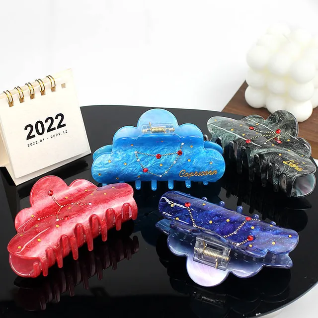 Yomo 2024 Acrylic Resin purple Hair claw Wholesale/Custom Cellulose Acetate cloud shape big hair claw clips for thick hair