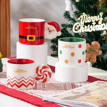 2025 Christmas Cup Gift Cup Lovely Ceramic Couple Mug Creative Festive Gift Drinking Coffee Cup All Saints' Day Hallowmas