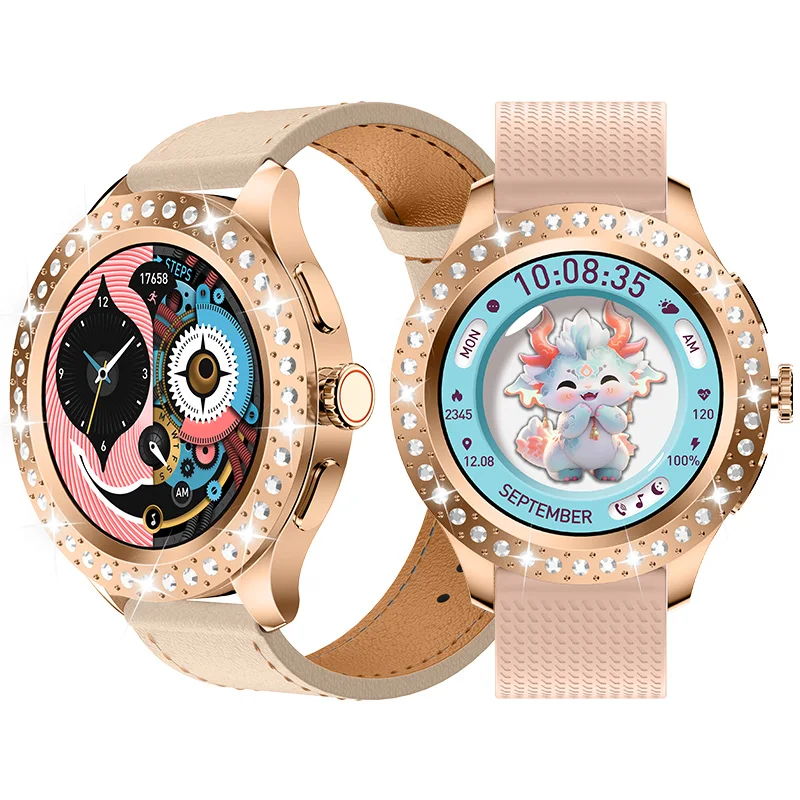 Screen HW26 Mini Smart Watch Gift Box BT Call NFC Heart Rate  Monitoring Diamond Smartwatch for Women Fashion Accessories