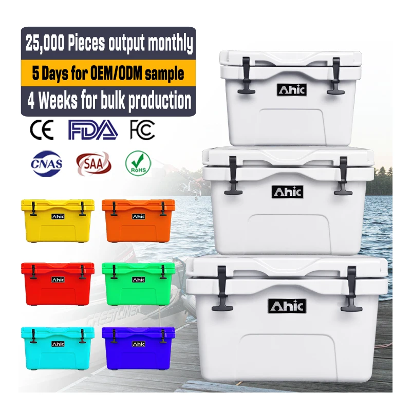 ODM Deign Custom 45L Rotomolded Cooler Boxes Ice Chest Insulated Hard Cooler for Camping Keep Cold for 5 Days