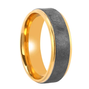 Solid Pure Tantalum Handcrafted Wedding TIZTI Ring Trendy Satin Center Plating Gold Tantalum Ring for Men