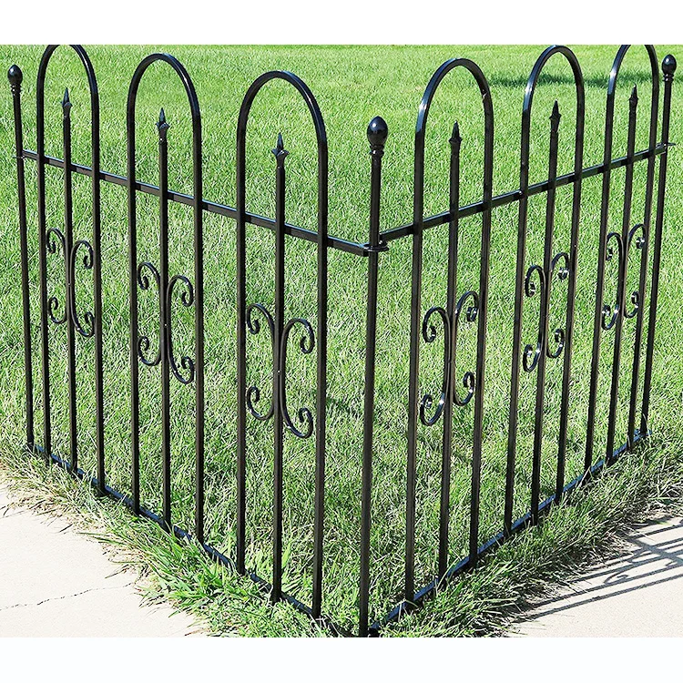 Custom Decorative Wrought Iron Arched Metal Garden Fence Lawn Fence ...
