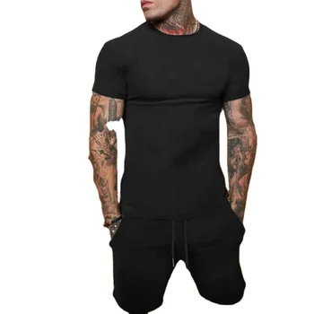 New style Men Summer Shirt Short Sets Clothing summer Set For Men ensemble chemise et short pour hommes Cotton Shirt 2 Piece