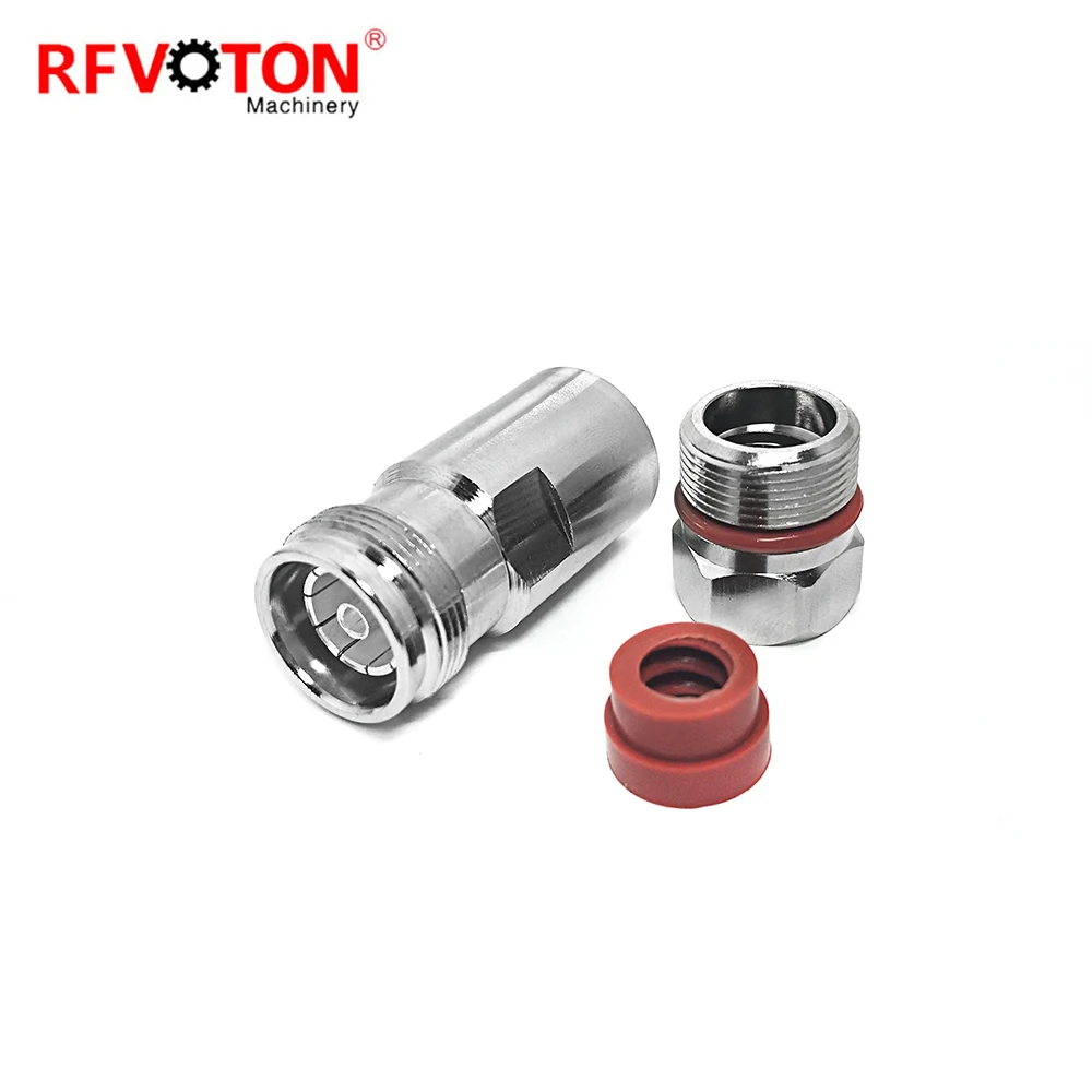 RF connector 4.3-10 type female jack straight clamp for 1-2 super flexible RF coaxial cable plug supplier