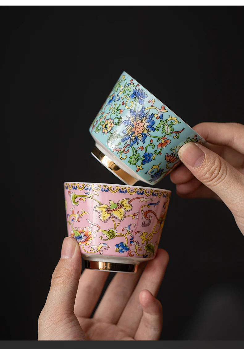 Personalized Retro Palace Style Enamel Master Cup Ceramic Couple Tea Cup with Gift Box for Households