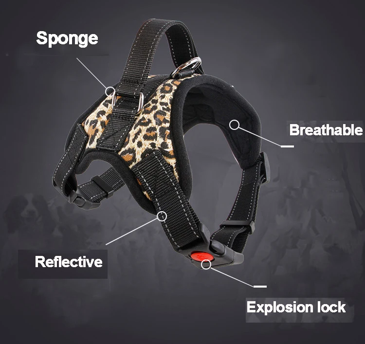 Manufacturer Wholesale Reflective Breathable Multi-design Big Pet Dog Harness 4