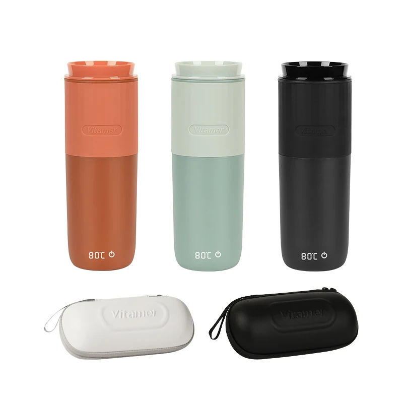 Vitamer 400ml Portable Self Smart Trip Electric Heating Cup Temperature for Traveling or Business PC Water Bottles Modern Round