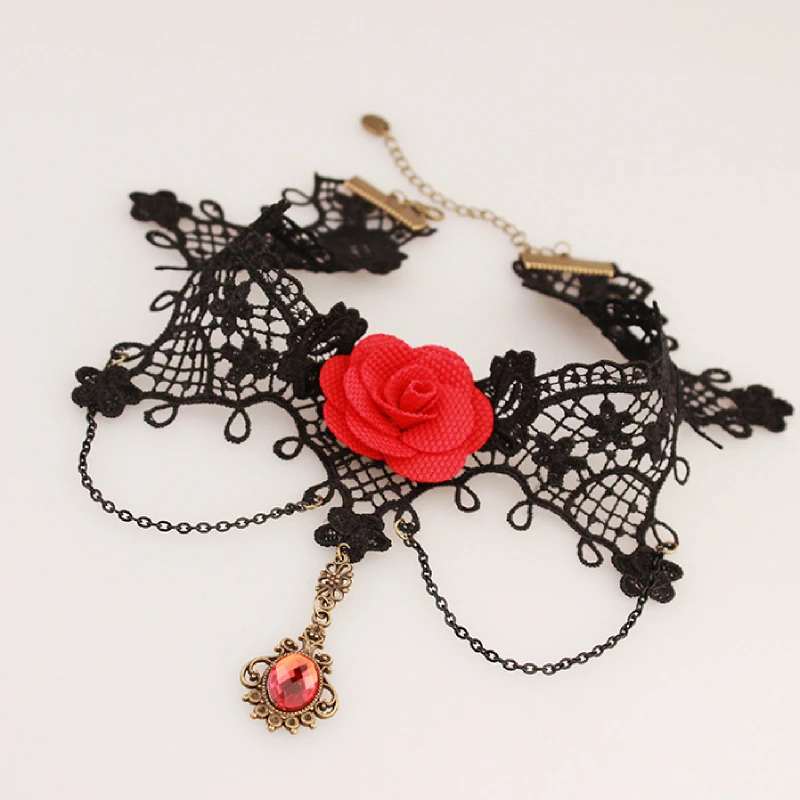 Vintage Strap Black Lace Macrame Choker 