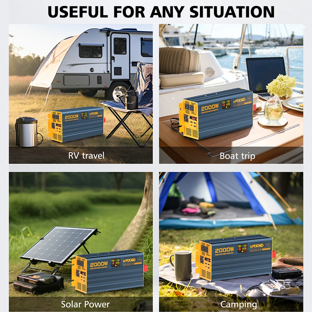 Us Warehouse DC Power Converter Fast Charging Type-C 1000w 2000w 3000w Pure Sine Wave Inverter With 7 Devices Use at Once