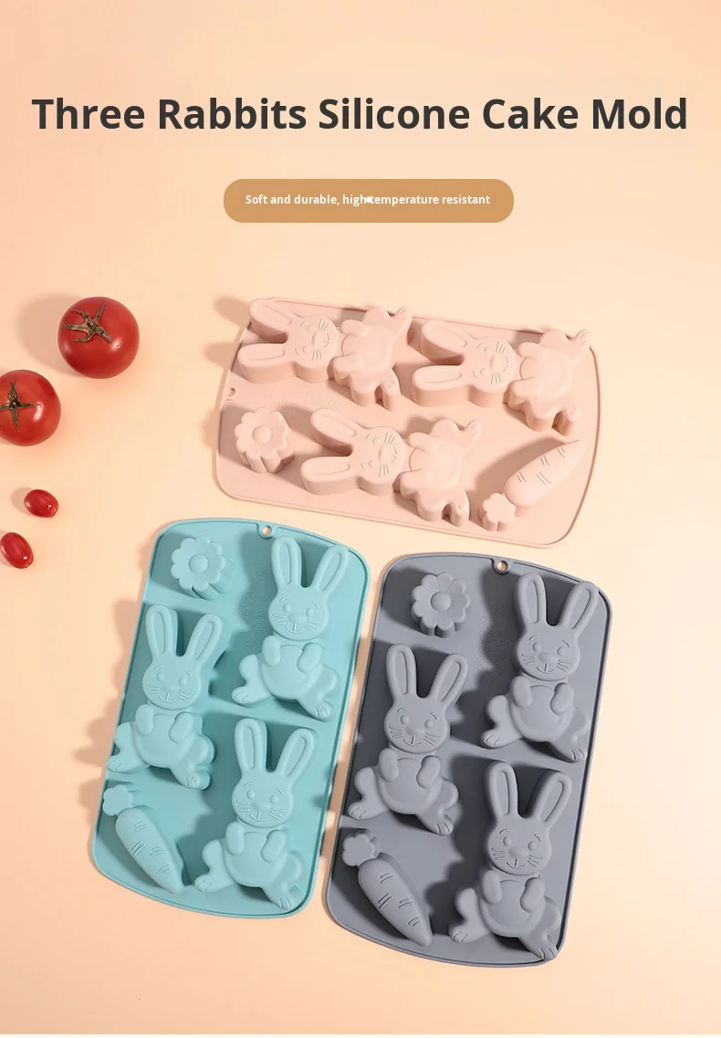 Cartoon 5-Hole 3D for Rabbit Silicone Cake Mold Children's Complementary Food Mold Factory Direct Baking Tool manufacture