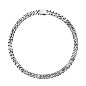 Hip Hop Style Cuban Link Chain Necklace for Men Stainless Steel With Four Sides Grind Gold Plated Silver for Gift or Wedding