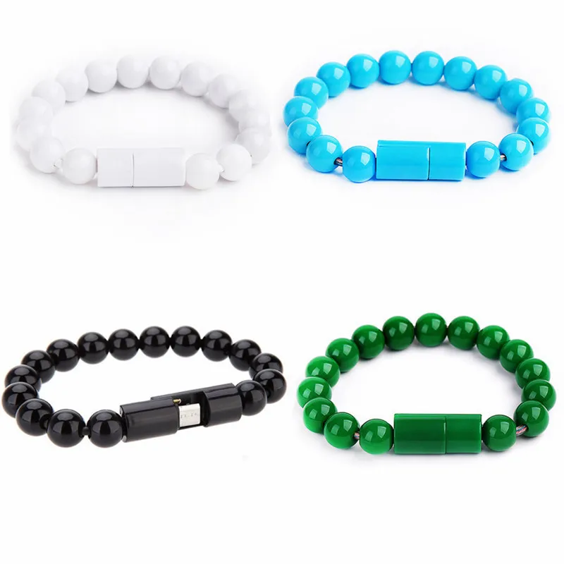 Bead Pure Color Bracelet Usb Cable Universal Mobile Phone Charger For