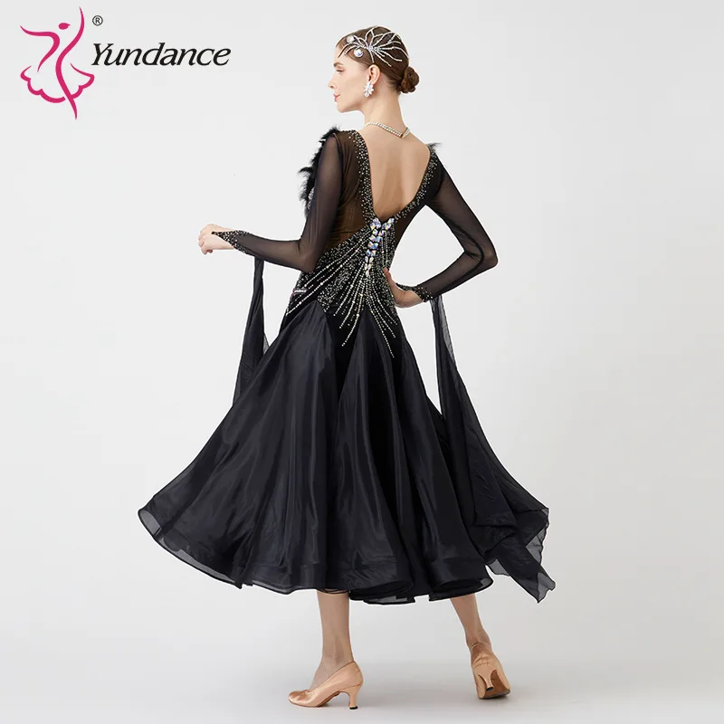 B-23015 Custom New International Standard Ballroom Dance Dress High Quality  Pearl Silk Ballroom Dance Dresses for Sale