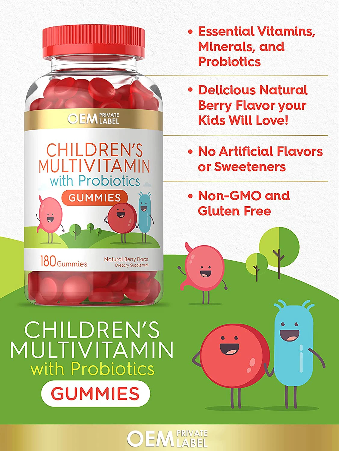 Oem Private Label Children's Multivitamin With Probiotics Gummies