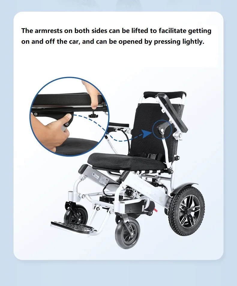 Hot Sell Aluminum Foldable Power Wheelchair With Motor Controller And Lithium Battery clutch to adjust manual/electric-BZ-E03 manufacture