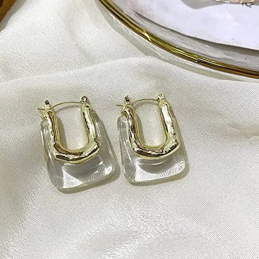 Orecchini a cerchio rettangolari in argento sterling