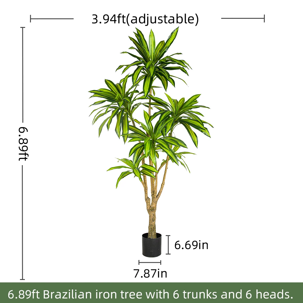 Brazilian Iron Tree Simulated Dracaena Fragrans Decorative Artificial Bonsai Grass Leaf-Type Leaves Home Office Outdoor Hotel