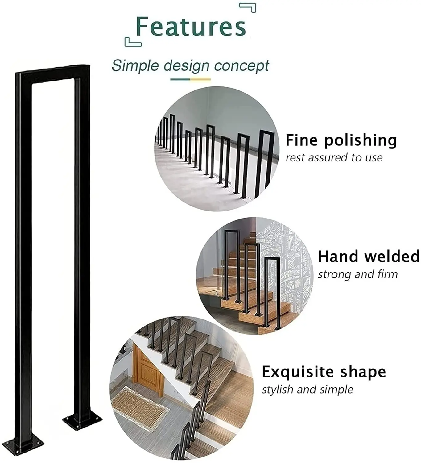 Поручни для лестниц сверхпрочные U-образные наружные Нескользящие металлические стальные перила дома ручка лестницы