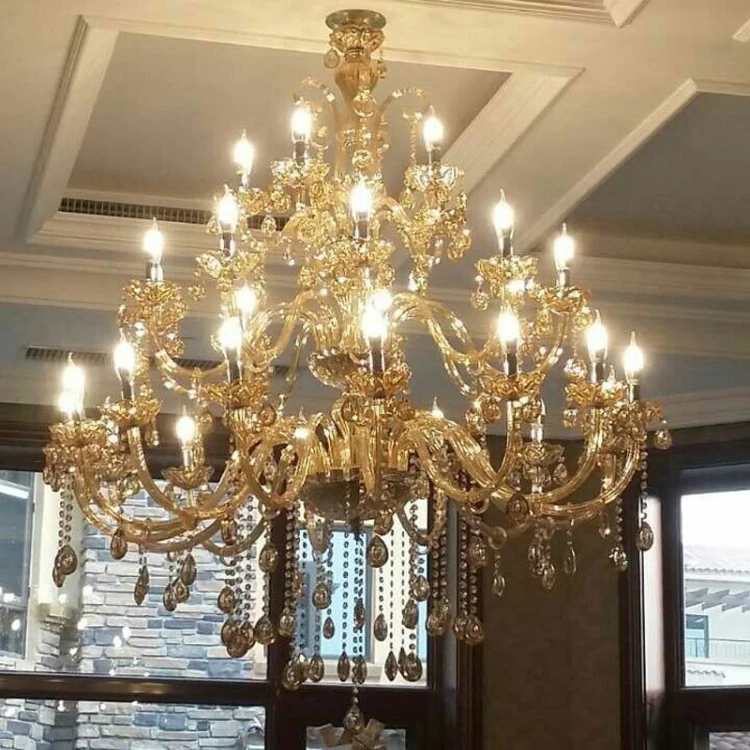 Rococo Crystal Ceiling Lights Decorative Living Room Pendant Lamps Villa Hall Tassel Crystal Candles Chandelier