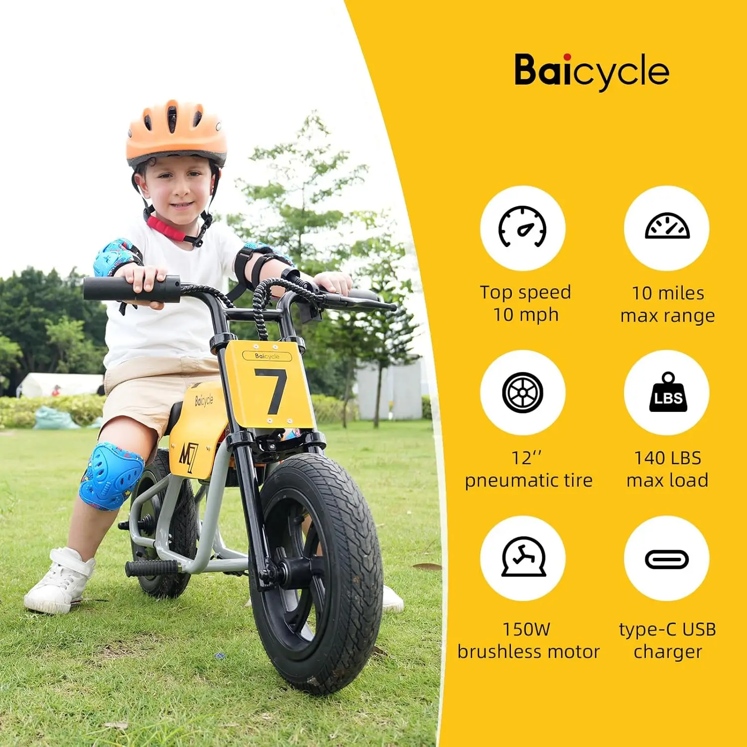 Hot Selling 150W Electric E Bike 12 Inch Tires Kids Electric Bike Single Speed EBike with Rear Drum Braking System
