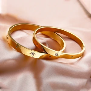 Hot Sale European and American Style Personalized Retro Fashionable Bracelet Gold Plated Stainless Steel Jewelry Bangles