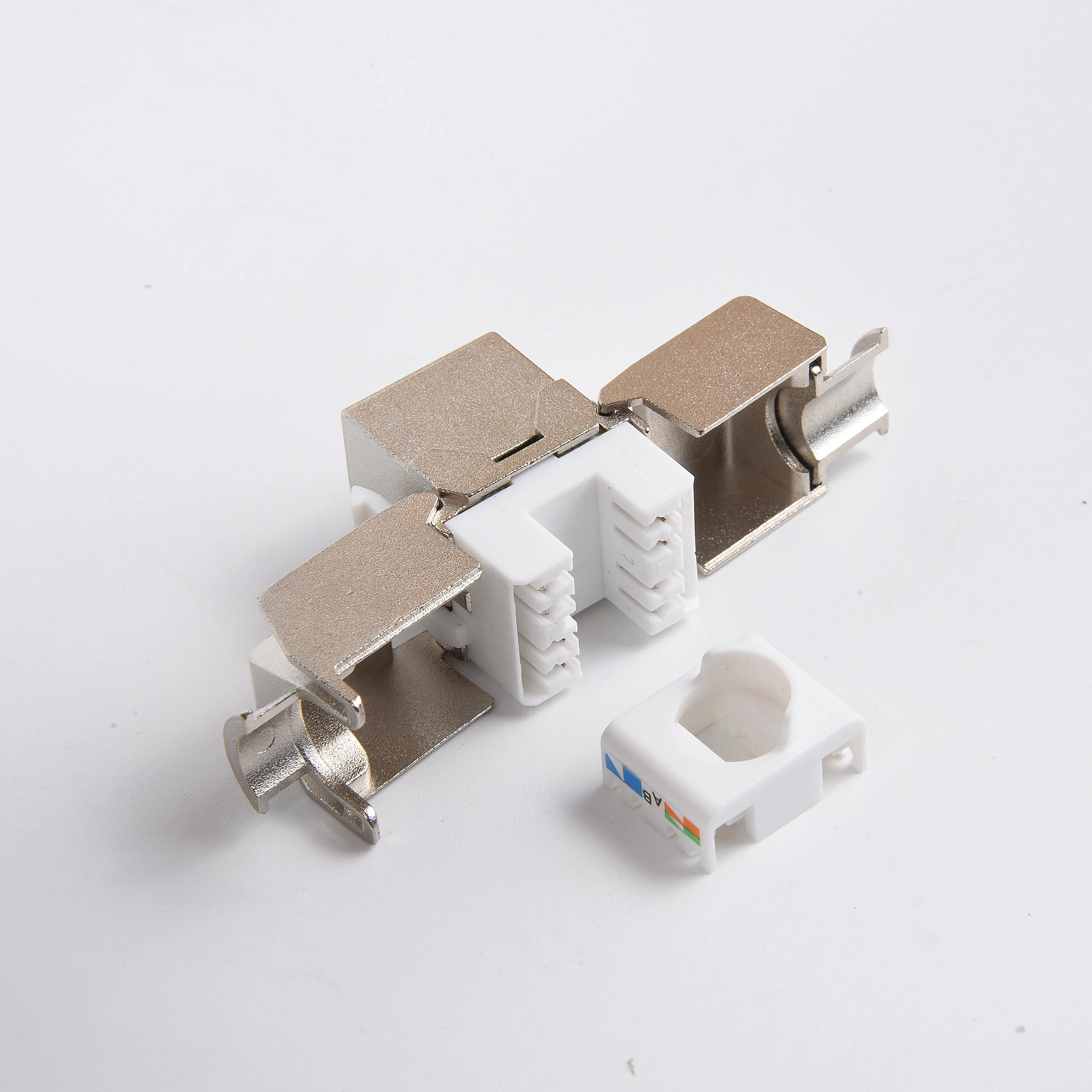 RJ45 180 Degree FTP Cat5e Cat6 Cat6a Keystone Jack Shielded Keystone Jack Module