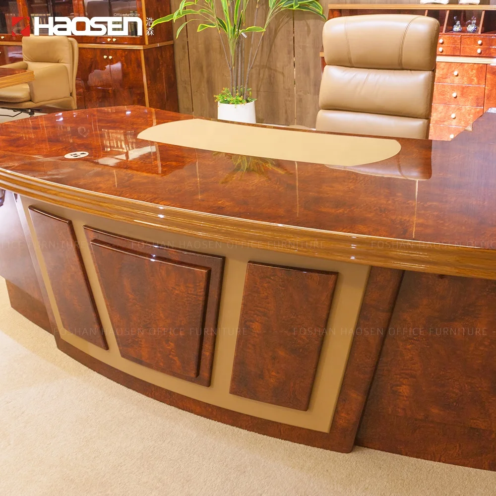 6836 Customized Walnut Modern Boss Office Table - HAOSEN