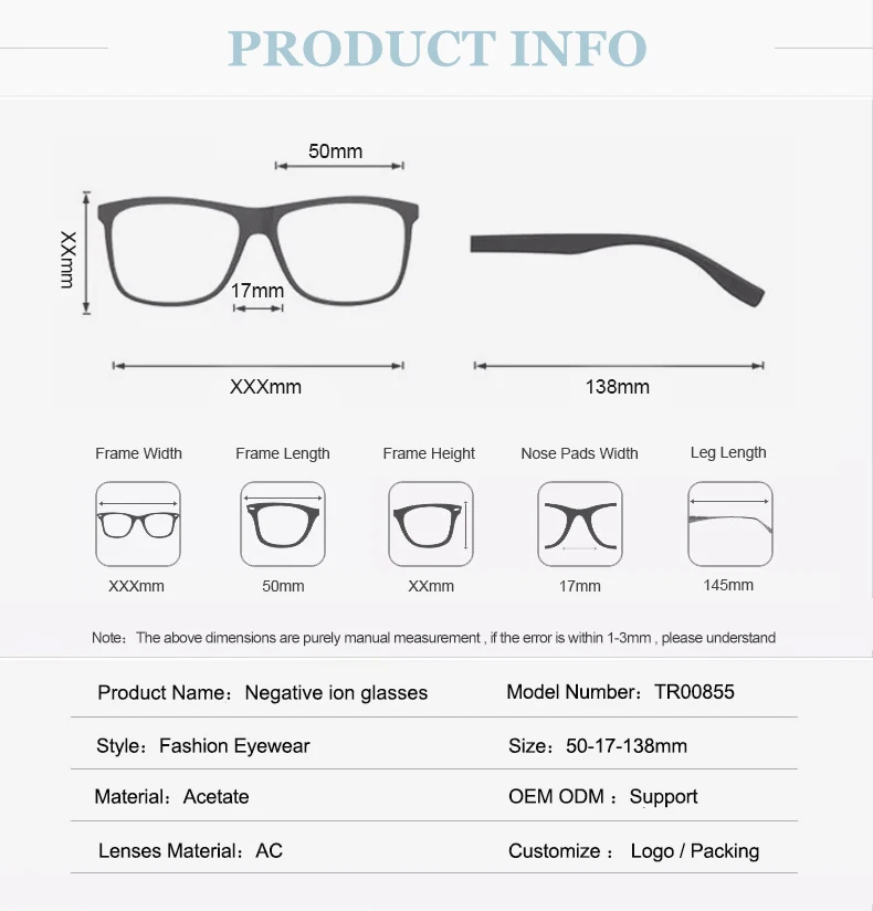 Anti Eyestrain Nano Negative Ion Eyeglass Square Classic Retro Clear ...