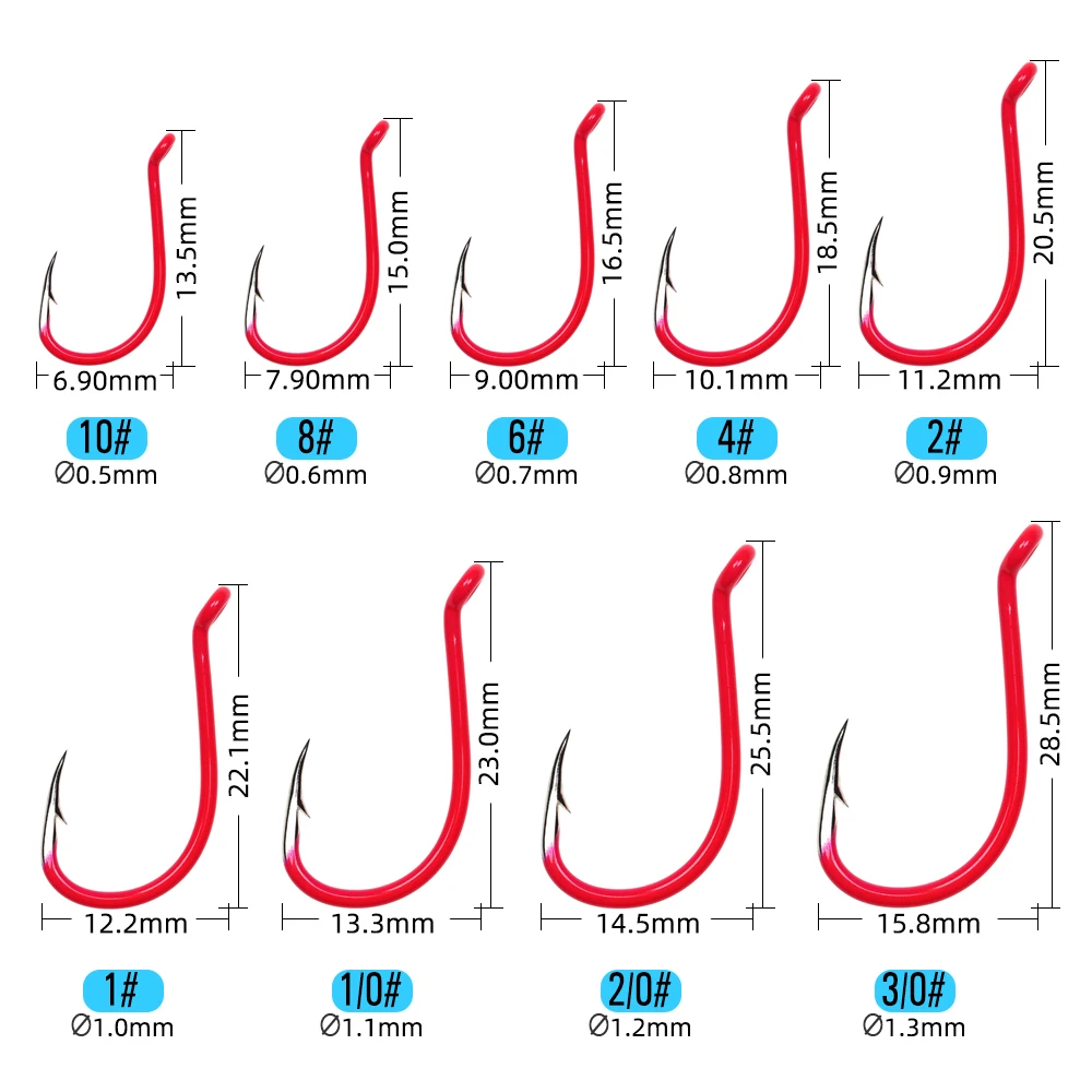 5 vs 10 fishing hook Drasry Treble Hooks Set For Different Size 50pcs/Box Size #2  DRASRY Note that these hooks are very small 100pcs Offset Circle Fishing Hooks,