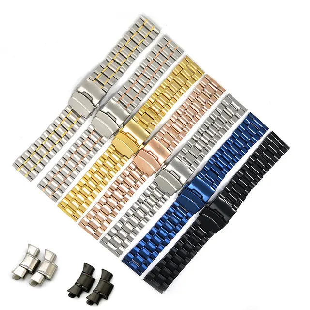 18 20 22 24 26mm fashion classic replacement 304 stainless steel watch band with curve elbow for watch band