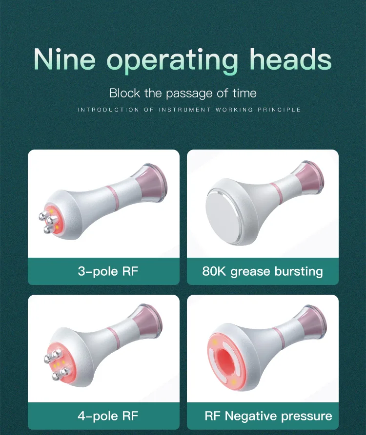 Cavitation Machine 9 in 1 Body Slimming Therapy Machine Desktop 80K Multi-Function Negative Pressure Cavitation Beauty Machine