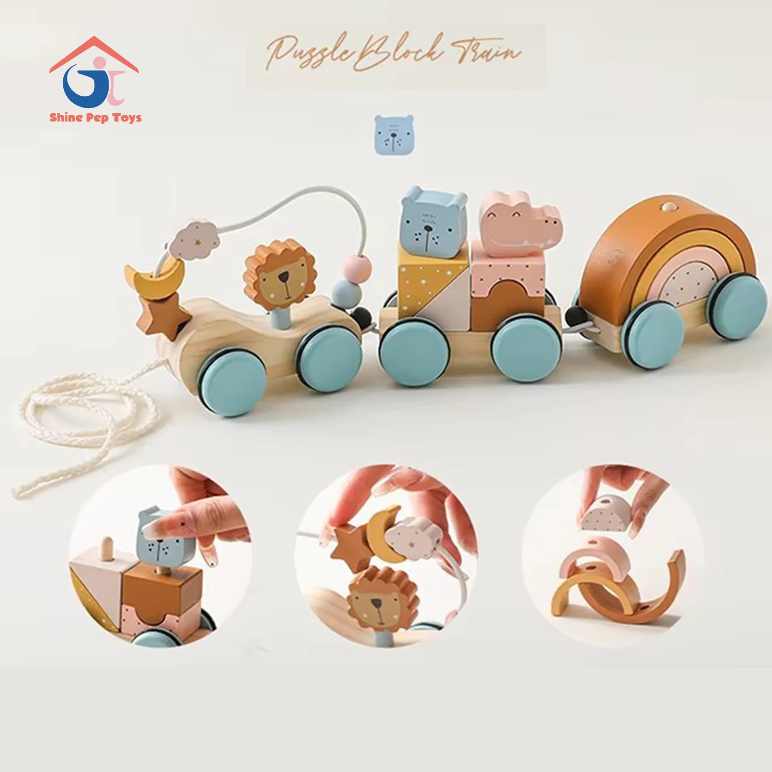 New Arrival Wooden Dragging Car Toys Kids Montessori Toys Preschool Early Learning Educational Toys for Children Toddlers