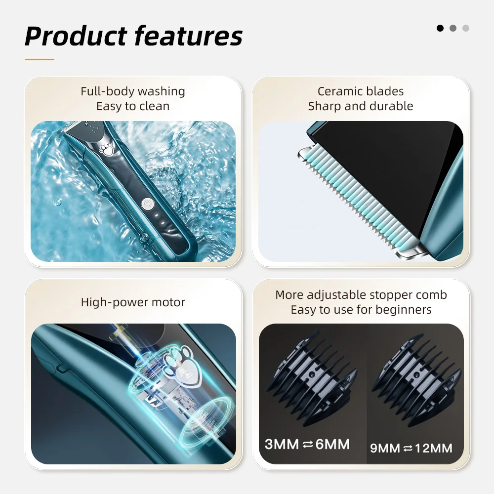 Wholesale IPX7 Waterproof Low Noise Rechargeable Cordless Electric Dog - product detail 4
