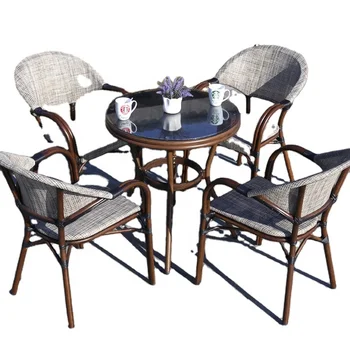 Modern Garden Dining Furniture Set Outdoor Grey Fabric Coffee Tables And Chairs Outdoor Garden Furniture Sets