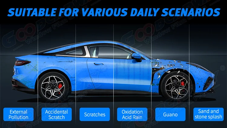 Sand Proof Color Changing Infrared Proof TPU Paint Protection Film with 10 Years Warranty and 1.52*15m Size