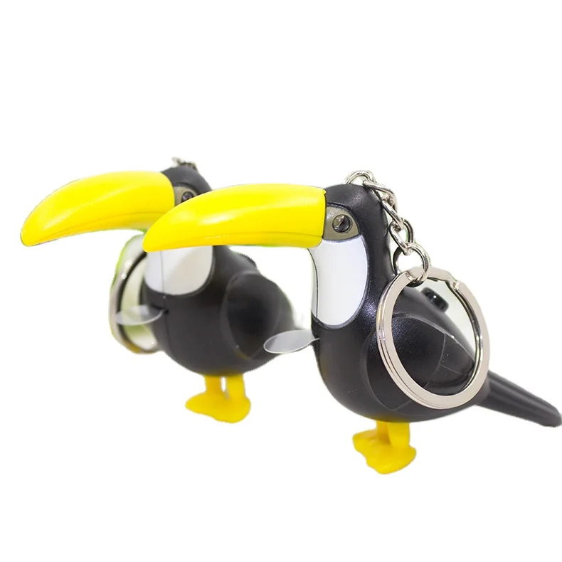 Newest Toucan Keychain With LED Light Sound Bird Keyring for Gift Promotion