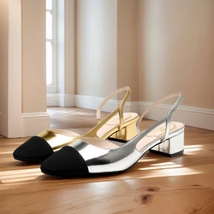 New Styles Ladies Fashion Golden Sliver Black Pumps Shoe Women's Chunky Heel Elegant Sandals for Women