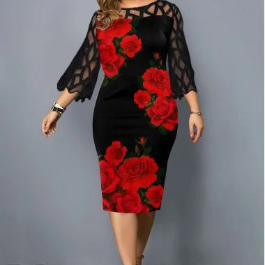 ODM Plus Size Black Lace Splicing Exquisite Hollow out Sexy